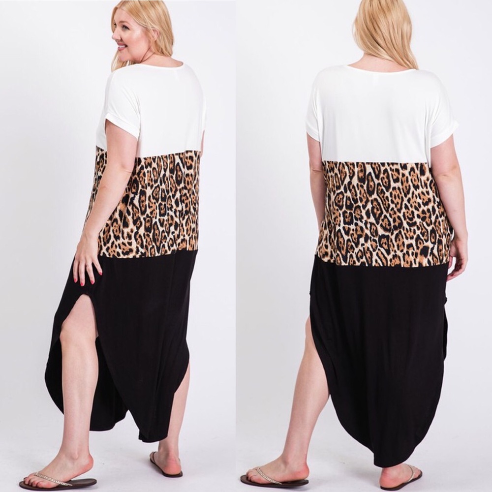 SALE NEW Cheetah Color Block Dress - Picture 3 of 5